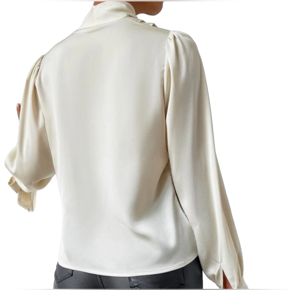 SHEIN Blouse - V-Neck Long Sleeve Crisscross Elegant Top - Picture 2 of 10